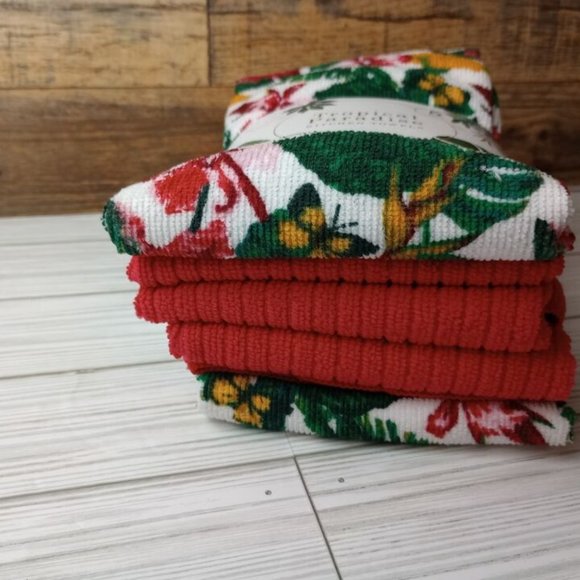 5 Pack Tropical Paradise Microfiber Kitchen Towels Butterflys & Flowers - Picture 6 of 6